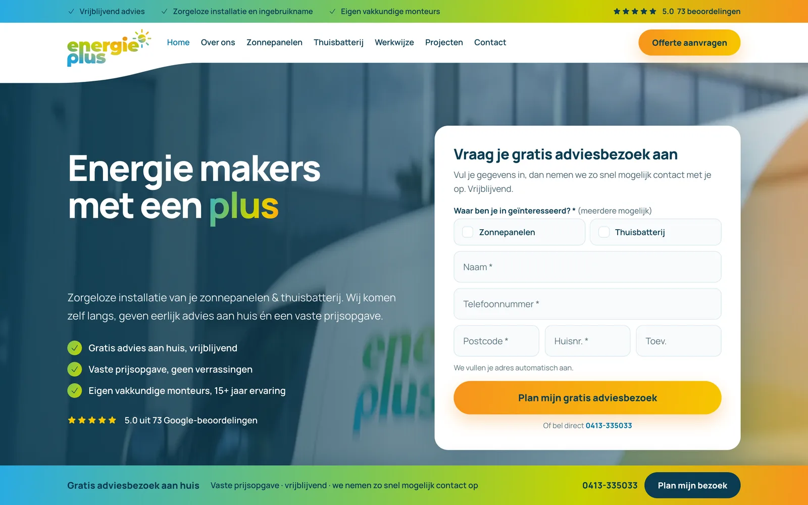 De homepage van energieplus.nl na het redesign