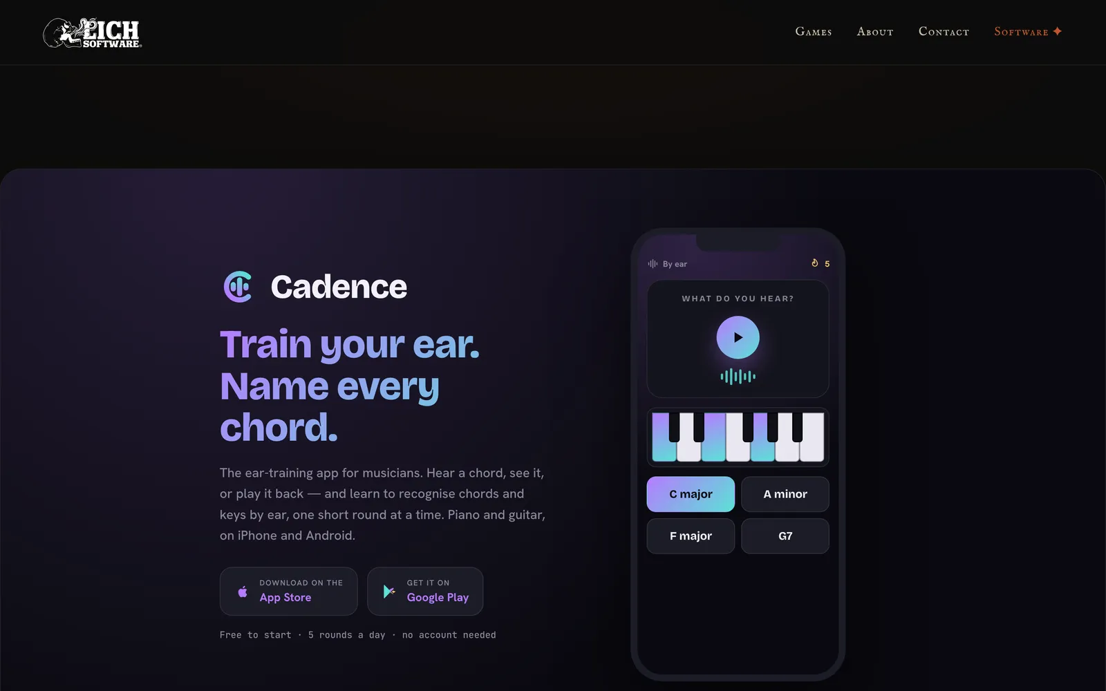 De Cadence-pagina op lich.software